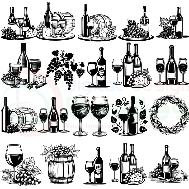 Wine and Cheese SVG