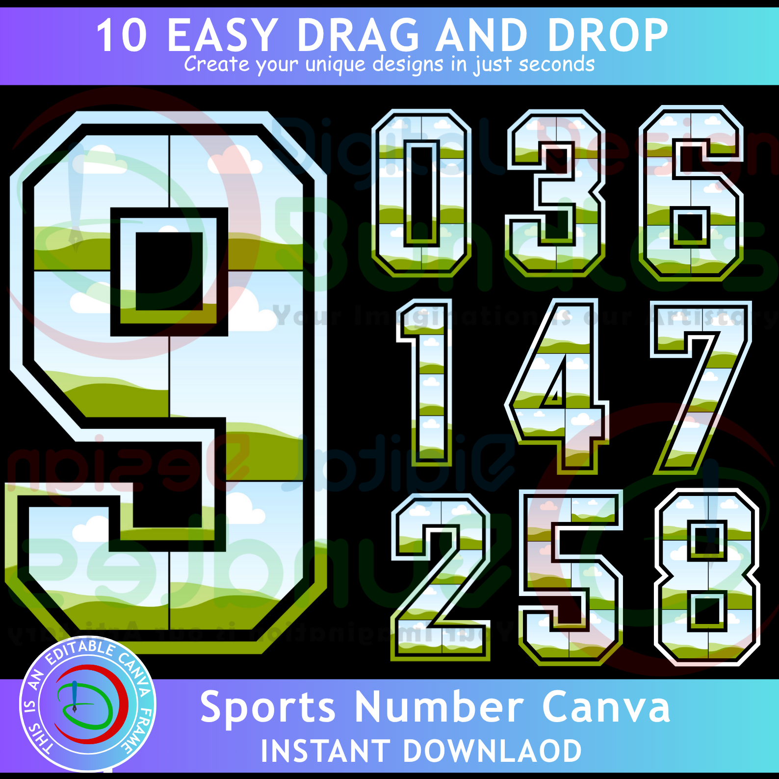 Sports Number Canva Template